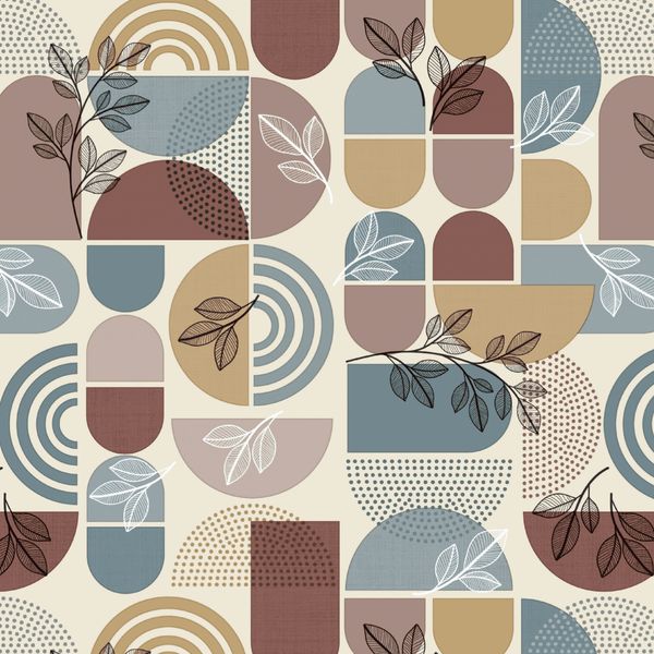 OIL CLOTH LEAVES BLUE 1239-2