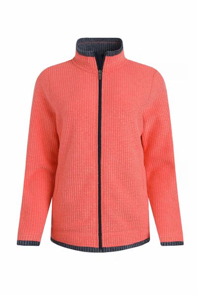 ARIANA GRID FULL ZIP FLEECE  19175-ORANGE