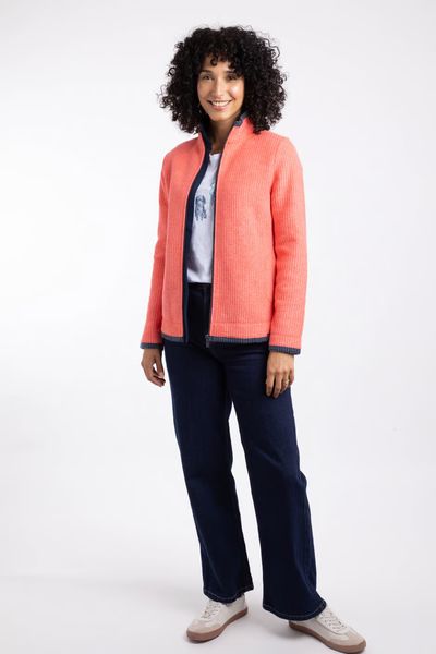 ARIANA GRID FULL ZIP FLEECE  19175-ORANGE