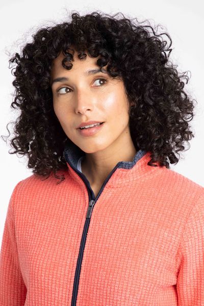 ARIANA GRID FULL ZIP FLEECE  19175-ORANGE