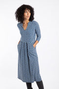 WEIRD FISH ISOLDE ORGANIC MIDI DRESS 203694-INDIGO