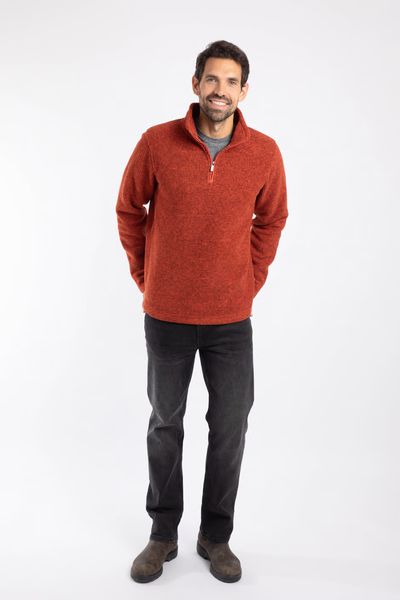 WEIRD FISH NEWPORT 1/4 ZIP RIBBED FLEECE 202596-RUST