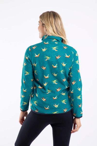 WIERD FISH RENNA 1/4 ZIP PRINTED MICRO FLEECE 203606-TEAL