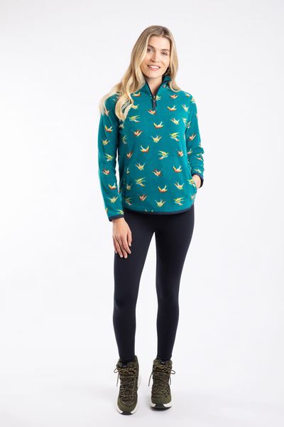 WIERD FISH RENNA 1/4 ZIP PRINTED MICRO FLEECE 203606-TEAL