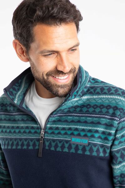 WEIRD FISH GILBERT 1/4 ZIP MICRO FLEECE 203611-NAVY GREEN