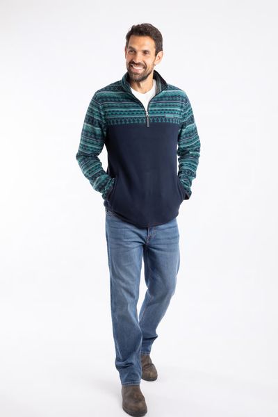 WEIRD FISH GILBERT 1/4 ZIP MICRO FLEECE 203611-NAVY GREEN