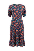 WEIRD FISH EVERLY VISCOSE PRINTED DRESS 203639-DARK BLUE