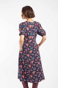 WEIRD FISH EVERLY VISCOSE PRINTED DRESS 203639-DARK BLUE