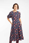 WEIRD FISH EVERLY VISCOSE PRINTED DRESS 203639-DARK BLUE