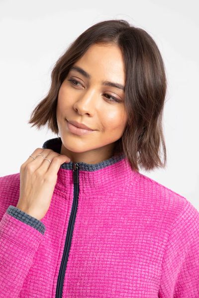 ARIANA GRID FULL ZIP FLEECE 19175-PINK