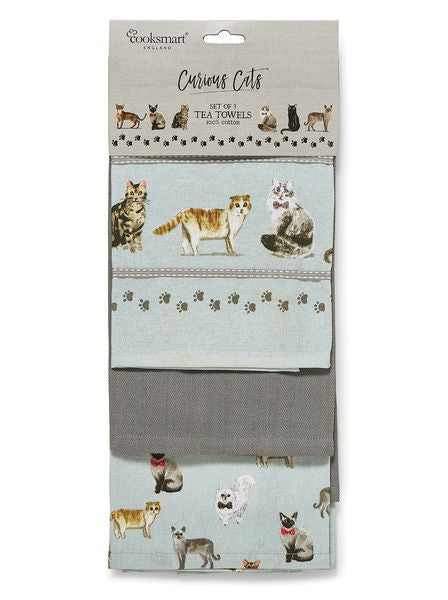 CURIOUS CATS 3 PACK TEA TOWELS 1733