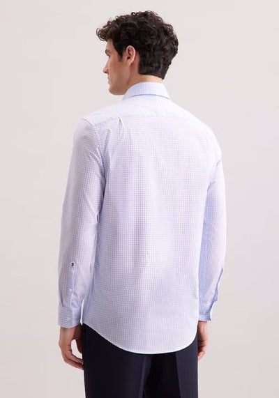 SEIDENSTICKER MEDIUM CHECK 100% COTTON 845641-LIGHT BLUE