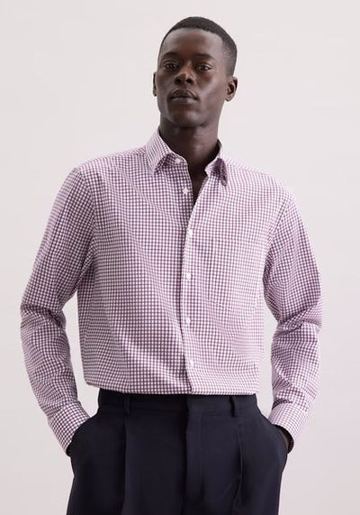 SEIDENSTICKER MEDIUM CHECK 100% COTTON 845641-PURPLE