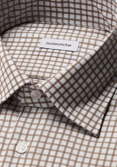 SEIDENSTICKER MEDIUM CHECK 100% COTTON 845641-NOUGAT