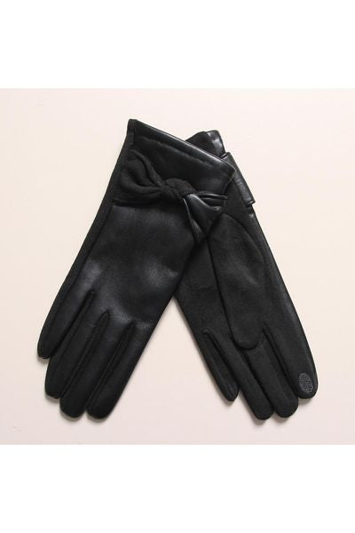 TOUCH SCREEN GLOVE WITH BOW G1683-BLACK