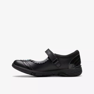 CLARKS JUNIOR GIRLS RELDA SPARK-BLACK