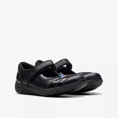 CLARKS JUNIOR GIRLS RELDA SPARK-BLACK