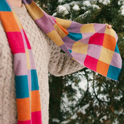 SWOLE PANDA BRIGHT CHECK BAMBOO SCARF SP764