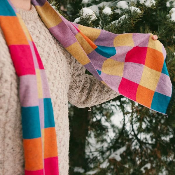 SWOLE PANDA BRIGHT CHECK BAMBOO SCARF SP764