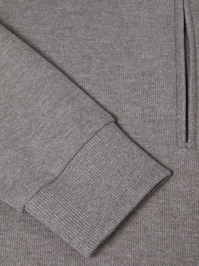 1/4 ZIP PLAIN 55120-MUSHROOM