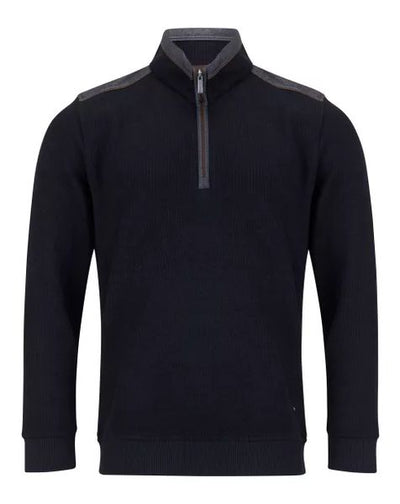 1/4 ZIP SWEATSHIRT PLAIN 553-55187-BLACK