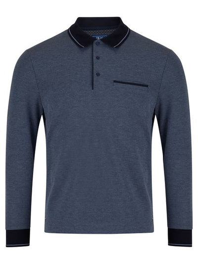 DRIFTERS POLO SHIRT L/S 553-55229-DARK BLUE