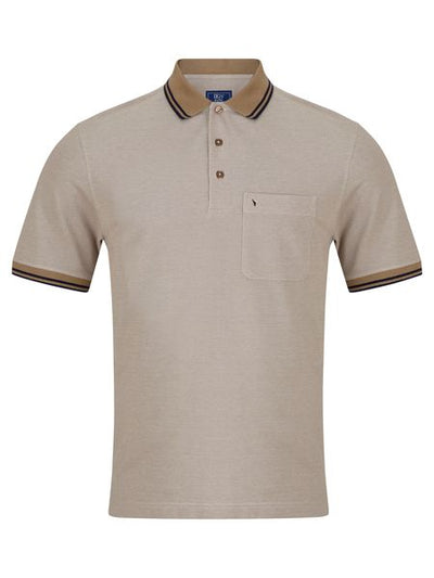 POLO SHIRT WITH POCKET TIPPED 153-55357-SAND