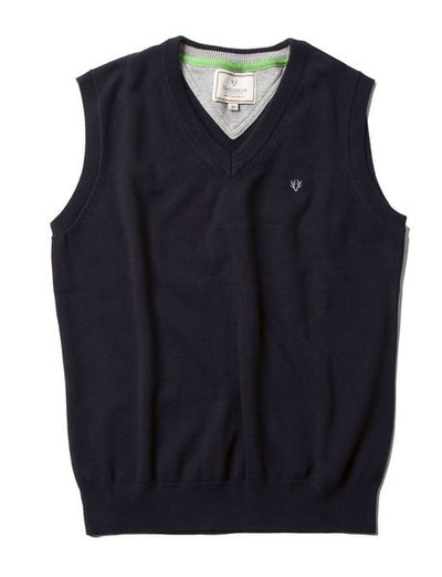 MENS COTTON V-NECK SLEEVELESS JUMPER  4330-NAVY