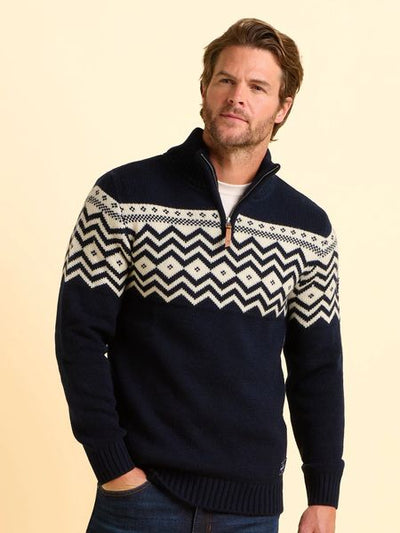 BRAKEBURN ABBERTON KNIT 1/4 ZIP 006892-NAVY MIX