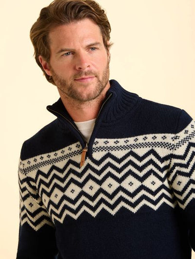 BRAKEBURN ABBERTON KNIT 1/4 ZIP 006892-NAVY MIX