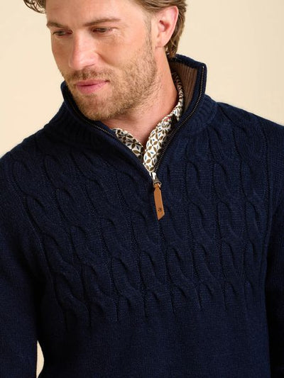 BRAKEBURN AINSWORTH KNIT 1/4 ZIP 006892-NAVY
