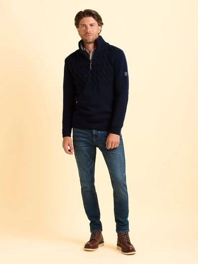 BRAKEBURN AINSWORTH KNIT 1/4 ZIP 006892-NAVY