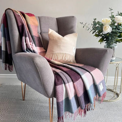 MCNUT ALPACA ROSE DUST CHECK WOOL MIX