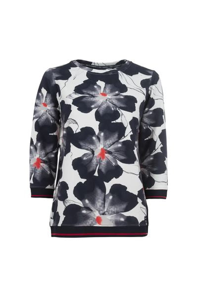 S'QUESTO PRINTED LIGHT SWEATSHIRT 6210-505761-WHITE NAVY