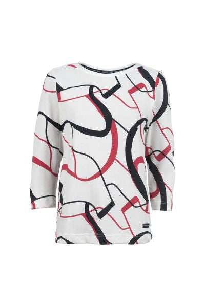 S'QUESTO  PRINTED KNIT T0P 3/4 SLEEVE 6920-505694
