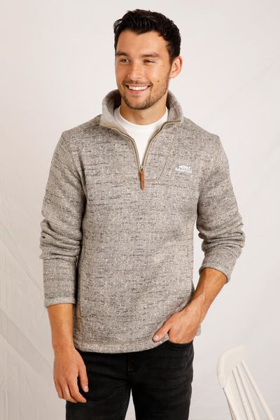 ROBINS 1/4 ZIP HERRINGBONE KNIT 202497-KHAKI