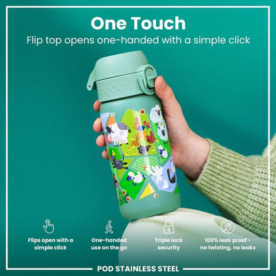 ION 8 WATER BOTTLE FARM ANMALS 400 ML  STEEL