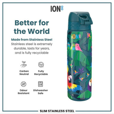 ION 8 WATER BOTTLE EXOTIC BIRD 600 ML  STEEL