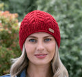 ARAN CABLE PULL ON HAT  PK927-RED