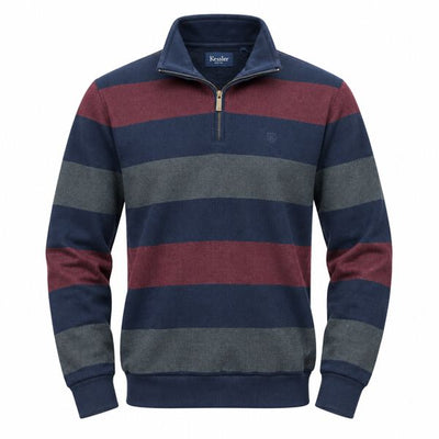 KESSLER 1/4 ZIP STRIPE 9029-NAVY MIX