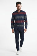 KESSLER 1/4 ZIP STRIPE 9029-NAVY MIX