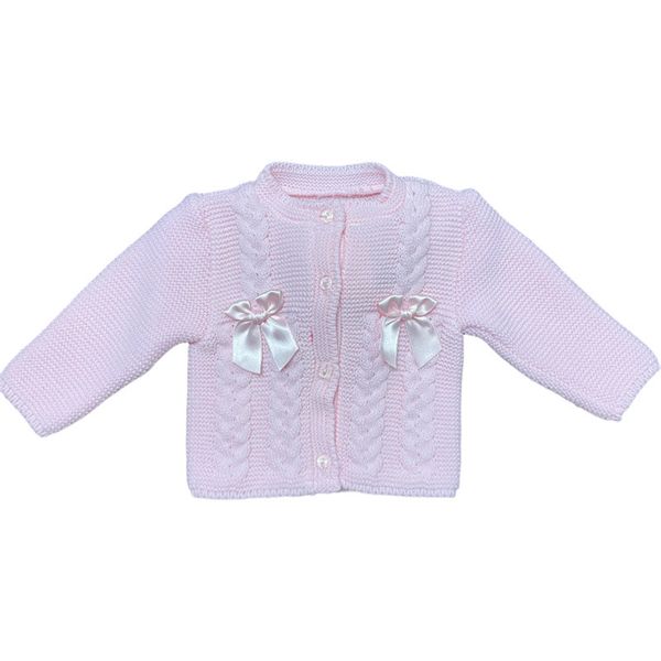 GIRLS KNITTED CARDIGAN TWIN BOW CAS.01