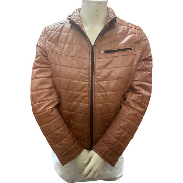 RED POINT STEWART LEATHER JACKET -COGNAC