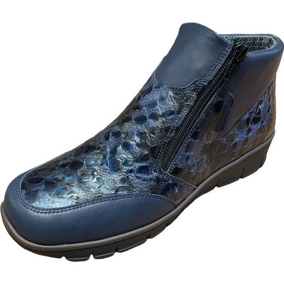 SOFTMODE OAKLAND TWIN ZIP CROC FLAT 6643    2E-NAVY