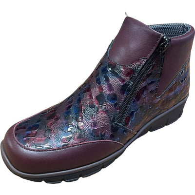 SOFTMODE OAKLAND TWIN ZIP CROC FLAT 6643    2E-WINE
