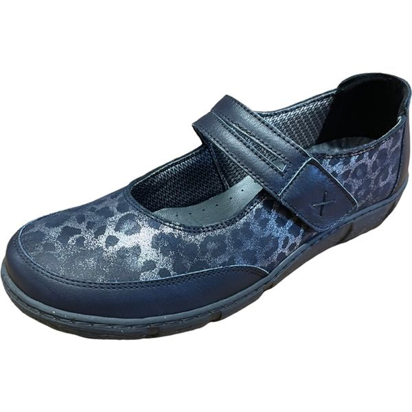 SOFTMODE DAWN MARY JANE LEOPARD 6625     3E-NAVY