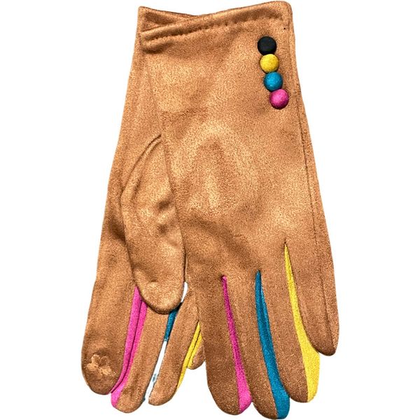 LADIES GLOVE CONTRAST FINGERS G-9526-TAN