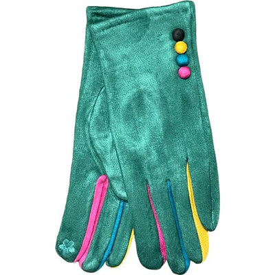LADIES GLOVE CONTRAST FINGERS G-9526-EMERALD