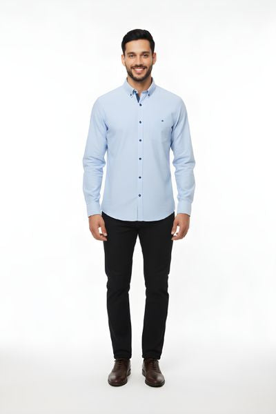 DRIFTERS LONG SLEEVE PLAIN COTTON RICH 161-15178-BLUE