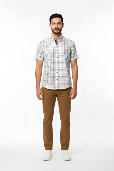 DRIFTERS SHORT SLEEVE GREY BLUE CHECK 161-14026 S/S